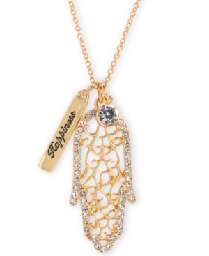 image of Rachel Rachel Roy Gold-Tone Crystal Hamsa Hand Happiness 32