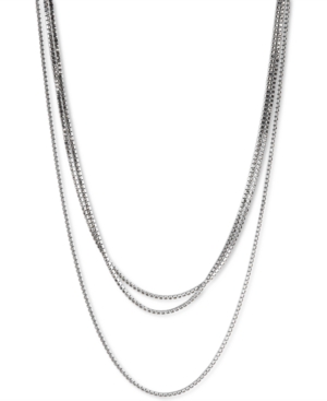 image of Lucky Brand Silver-Tone Crystal Long Wrap Strand Necklace, 72