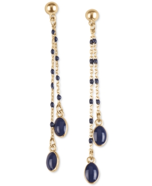image of Lucky Brand Gold-Tone Stone Double-Chain Linear Drop Earrings