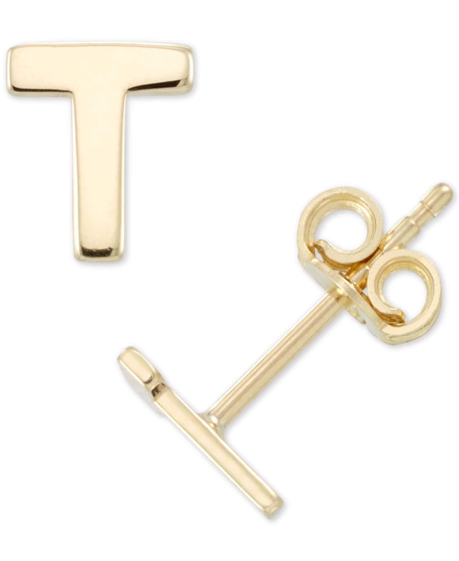 Initial Stud Earrings in 10k Gold