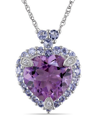 Macy's Amethyst Tanzanite and Diamond Accent Heart Necklace - Macy's