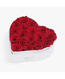 Heart Box of 17 Red Real Roses Preserved to Last Over a Year