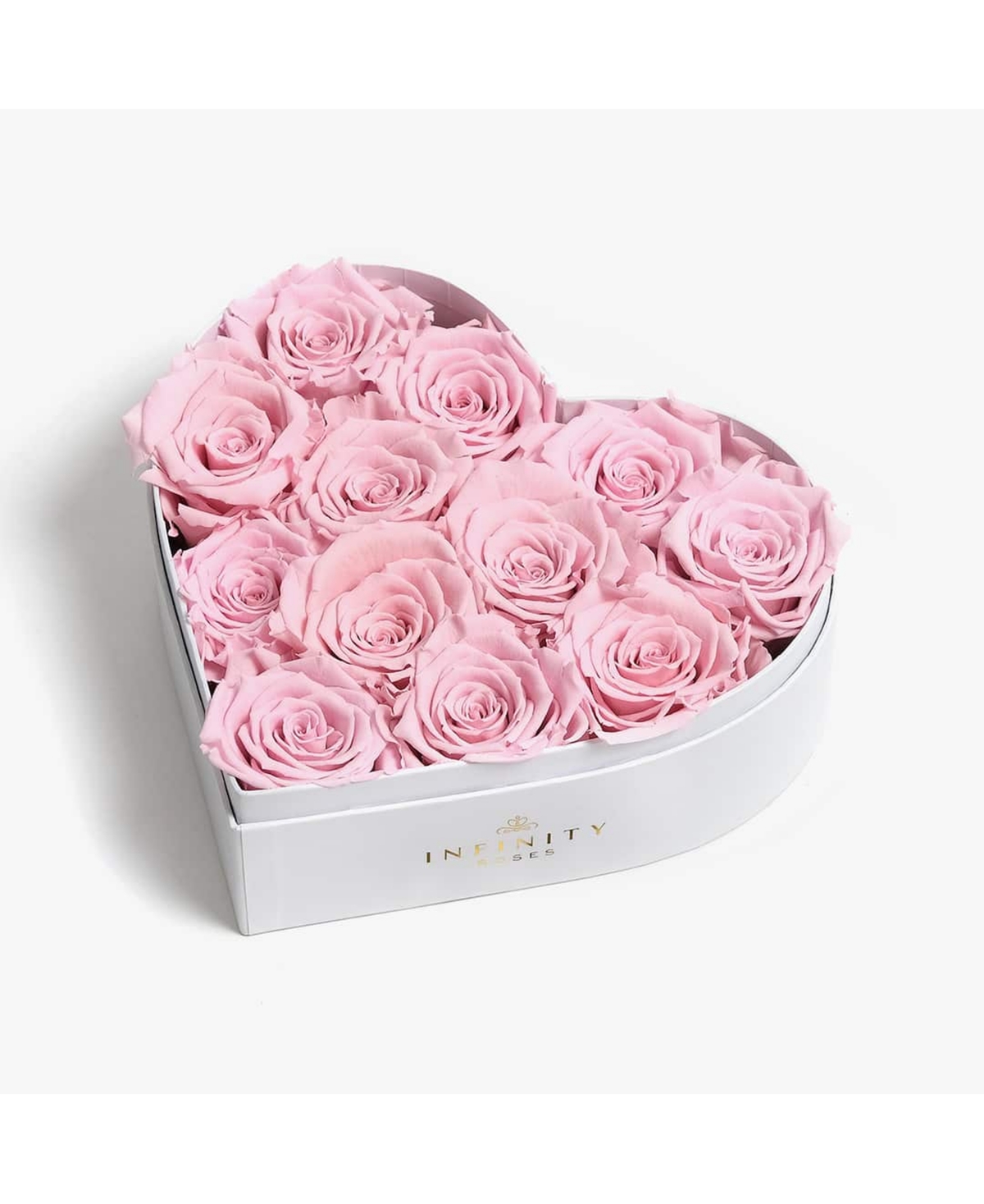 Heart Box of 12 Pink Real Roses Preserved to Last Over a Year - Pink
