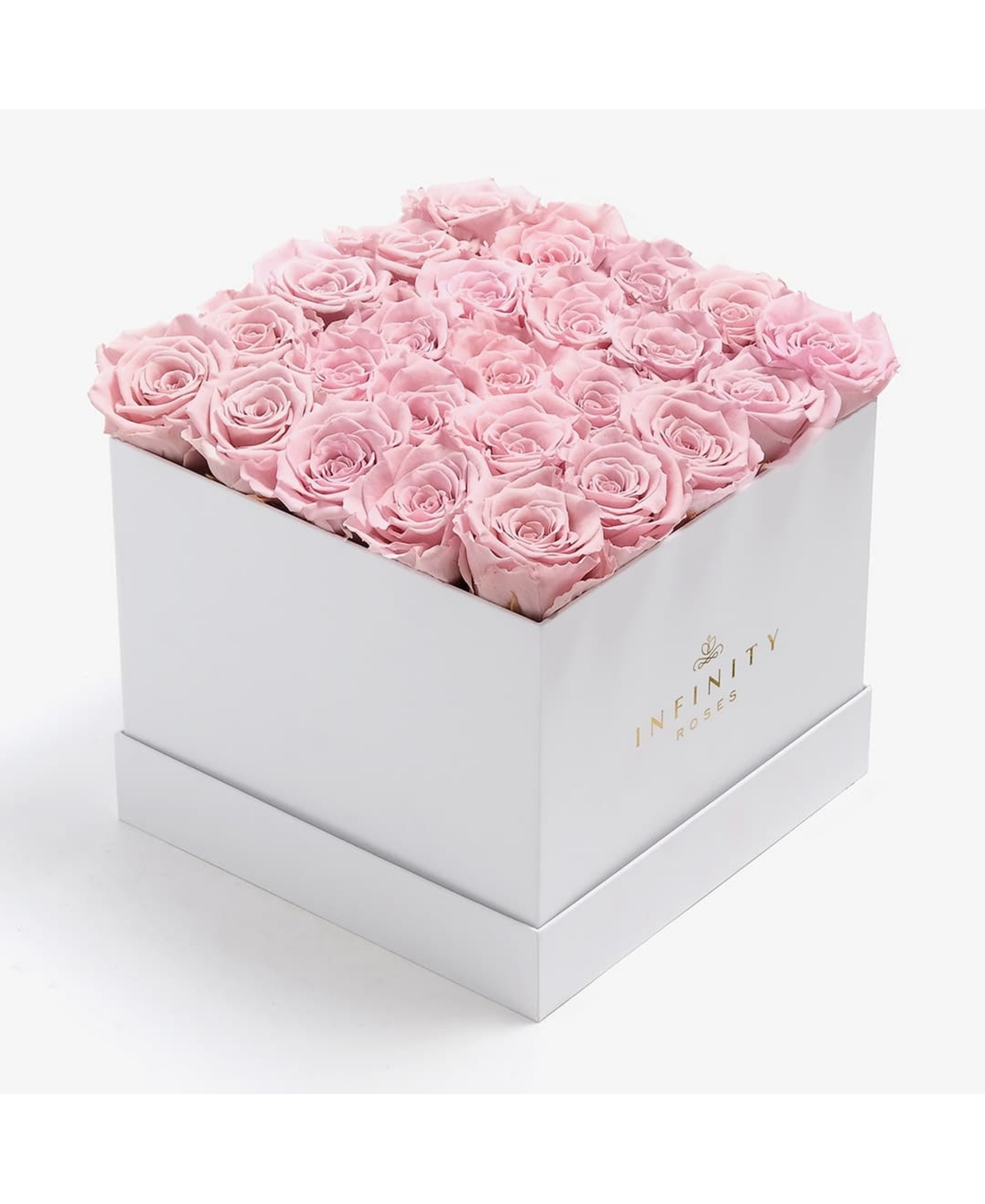 Square Box of 25 Pink Real Roses Preserved to Last Over a Year - Pink