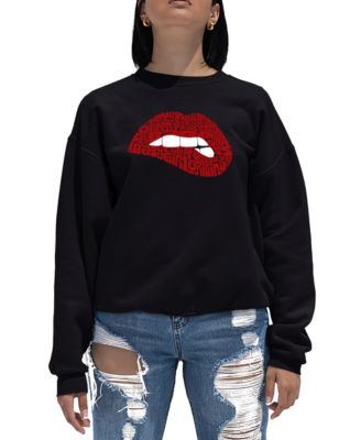 Women's Word Art Crewneck Savage Lips Sweatshirt