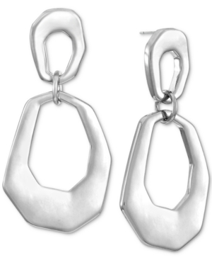image of Alfani Silver-Tone Sculptural Double Hoop Drop Earrings, Created for Macy-s