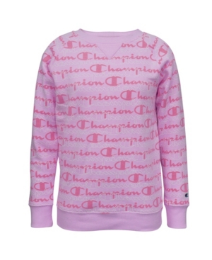 Toddler Girls All Over Print Layered Script Fleece Crew