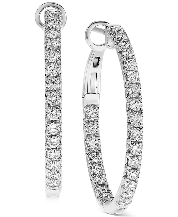 Macy's 14k white hot sale gold hoop earrings