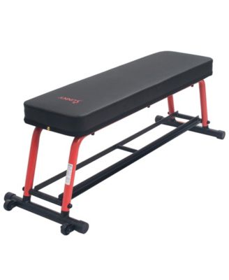 Power Zone Strength Flat Bench with 550 lb Max Weight, Dumbbell Rack and Transport Wheels