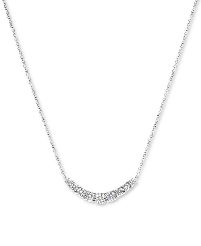 Macy's - Diamond Curve Statement Necklace (1 ct. t.w.) in 14k White Gold, 16" + 2" extender