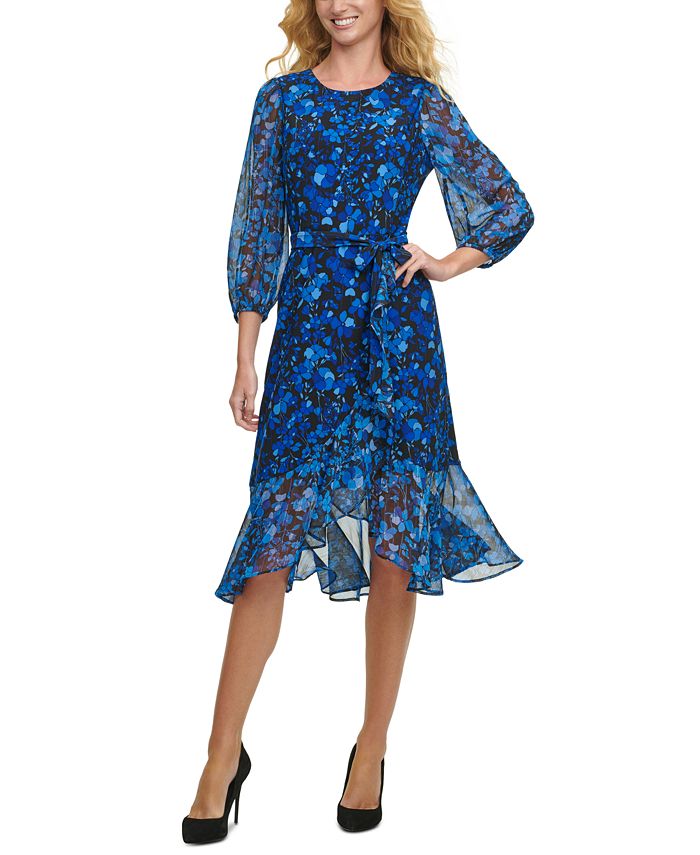 Tommy Hilfiger Printed Mixed-Texture Dress - Macy's
