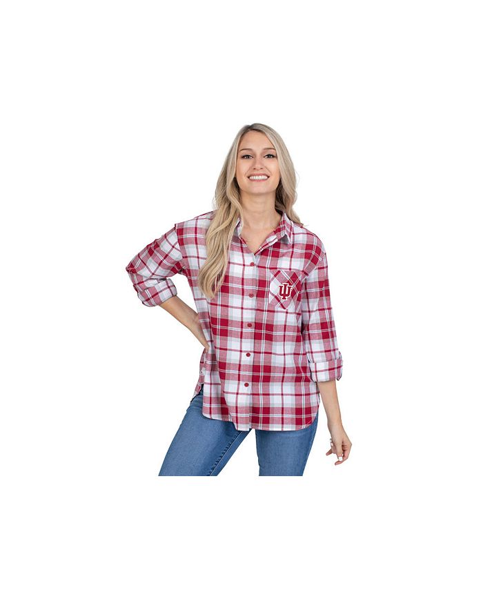 Women's Indiana University Hoosiers Flannel Boyfriend Weekender Plaid Shirt