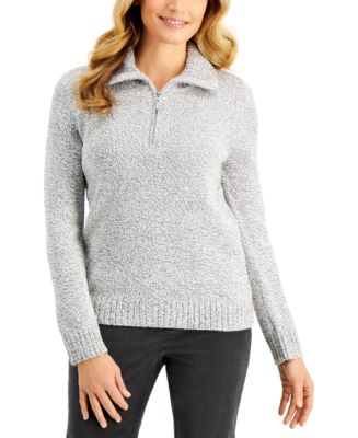 Karen Scott Zippered-Neck Sweater, Created for Macy's - Macy's