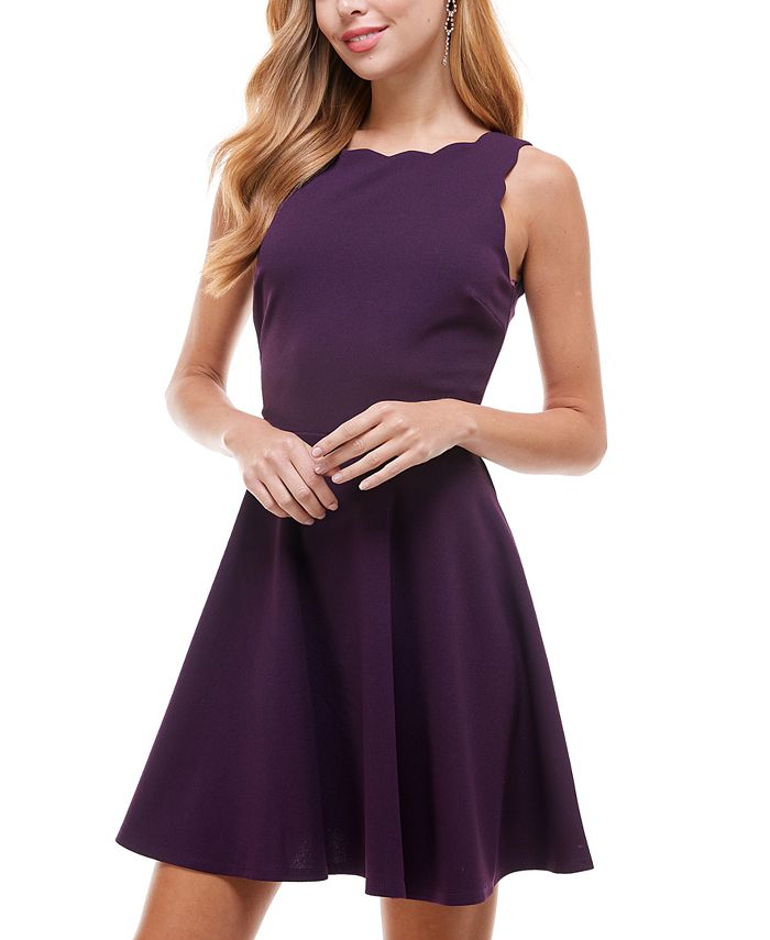 City Studios Juniors Scalloped Boat Neck Fit Flare Dress Macy s
