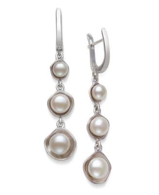 Graduated Cultured Freshwater Pearl 5-8mm Drop Earrings in Sterling ...