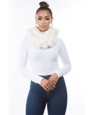 Women's Cozy Luxe Faux Fur Pom Loop Scarf