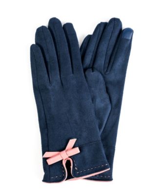 Women's Faux Suede Bow Jersey Touchscreen Glove