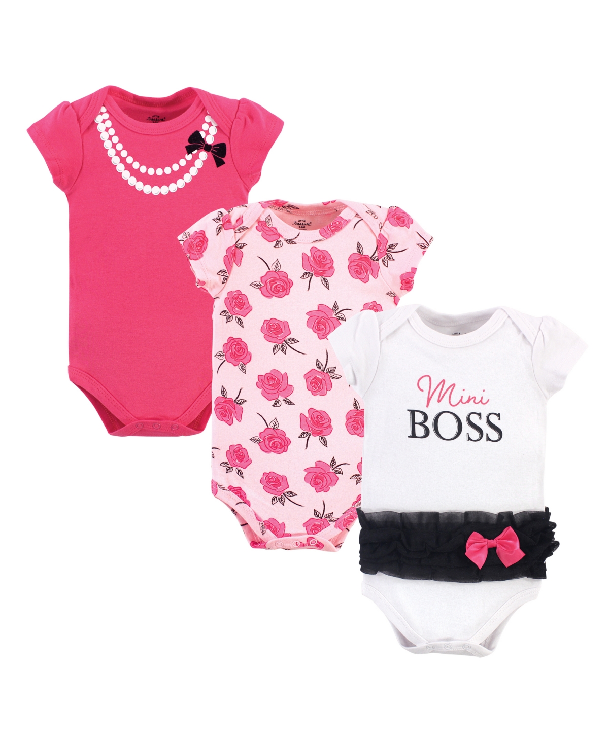 Little Treasure Baby Girls Treasure Baby Cotton Bodysuits 3pk, Mini Boss