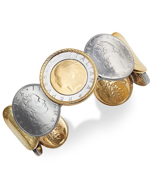 Macy's Lira Coin Cuff Bracelet in 14k Gold Vermeil and ...