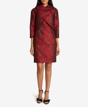Tahari Asl Wrap Jacket Jacquard Dress Suit