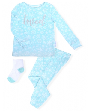 image of Max & Olivia Baby Girls 2-Piece Snowflake Pajama Sock Set