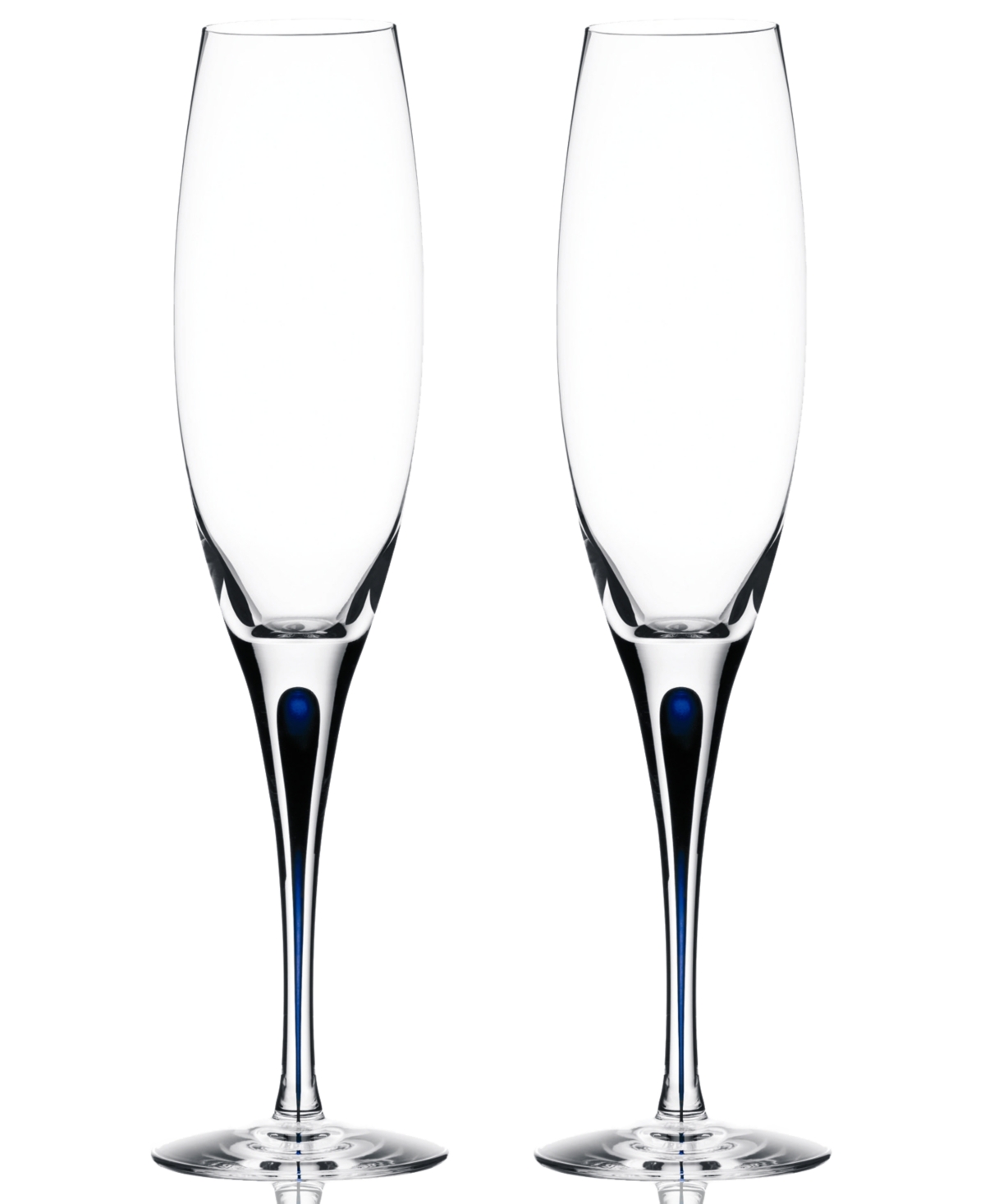 Orrefors Intermezzo Blue Set Of 2 Flutes In Transparent