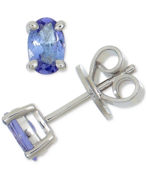 image of Tanzanite Oval Stud Earrings (3/4 ct. t.w.) in Sterling Silver