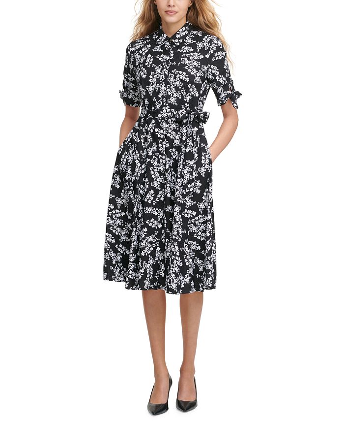 Calvin Klein Floral Midi Shirtdress & Reviews - Dresses - Women - Macy's
