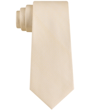 Calvin Klein Men's Slim Double Thread Dot Grid Silk Tie In Yellow