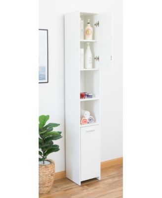 Versatile 77-Inch White Tall Storage Cabinet with 2 Doors and Adjustable Shelves, Linen Tower Cabinet, Bathroom Organizer and Storage