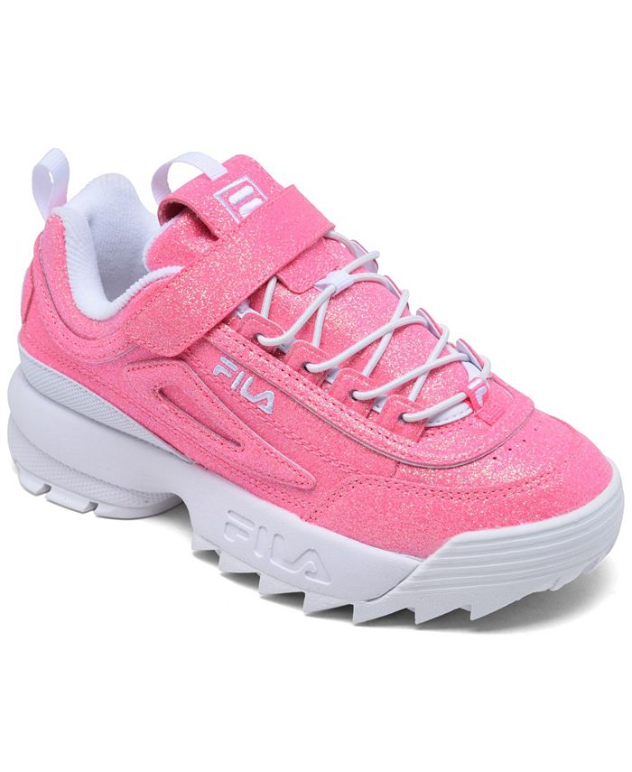 Fila Little Girls Disruptor II Glimmer Stay-Put Closure Casual Sneakers ...