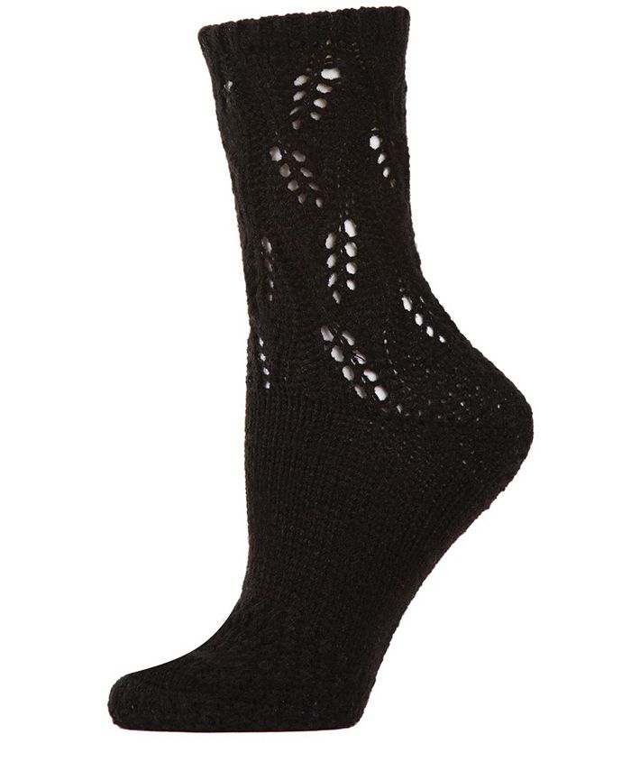 MeMoi Pointelle Sweater Knit Women's Crew Socks - Macy's