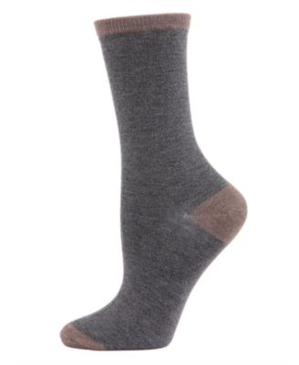 Tipped Flat knit Cashmere Women's Crew Socks
