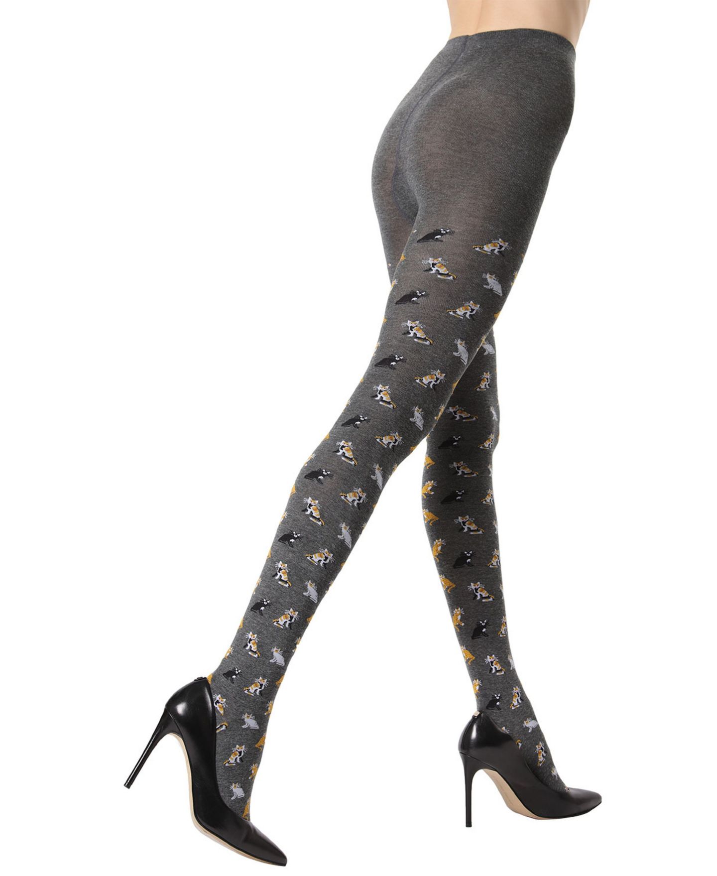 Женские колготки MeMoi Pretty Kitties Reinforced Toe Sweater Tights, цвет: Тёмный серый — фото 4