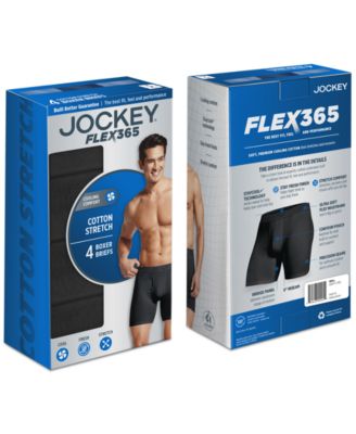 Jockey Men's Flex 365 Cotton Stretch Boxer Brief - 4 Pack, Created for Macy's