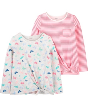 image of Carters Big Girl 2-Pack Long-Sleeve Jersey Tees