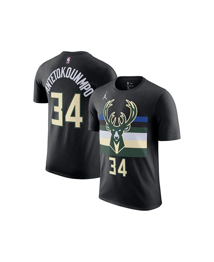 Jordan Milwaukee Bucks Giannis Antetokounmpo Men's Statement Player T-Shirt - Black