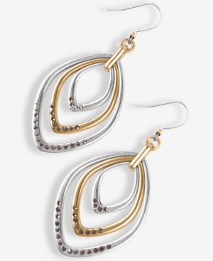 image of Lucky Brand Two-Tone Pave Orbital Drop Earrings