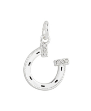 image of Fine Silver Plated Crystal Horseshoe Charm