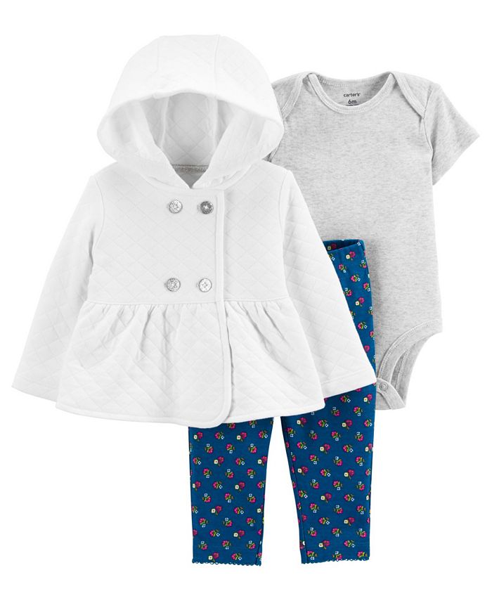 Carter's Carters Baby Girl 3-Piece Quilted Little Cardigan Set ...