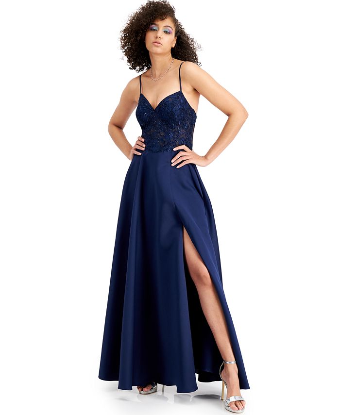 Blondie Nites Juniors Sweetheart Lace Up Back Gown Macy s