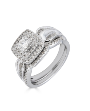 image of Diamond Double Halo (5/8 ct. t.w.) Bridal Set in 14K White Gold