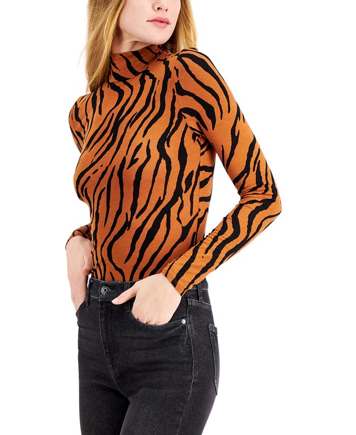 Bar III AnimalPrint LongSleeve Bodysuit, Created for Macy's Macy's