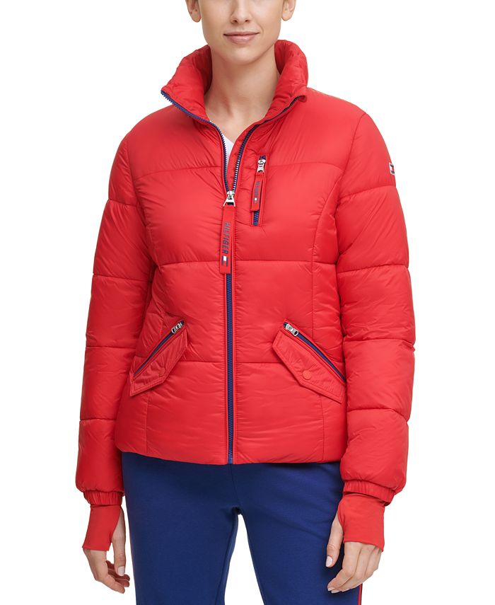 Tommy hilfiger sport cropped puffer thumbhole coat new arrivals