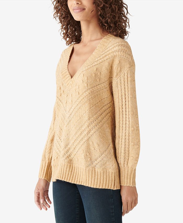 Lucky Brand Textured V-Neck Sweater - Macy's