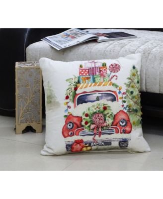 Christmas Car Embroidered Decorative Pillow,20" x 20"