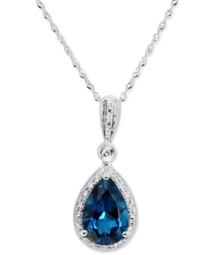 image of London Blue Topaz (3 ct. t.w.) & Diamond (1/20 ct. t.w.) 18