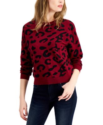 red cheetah print sweater