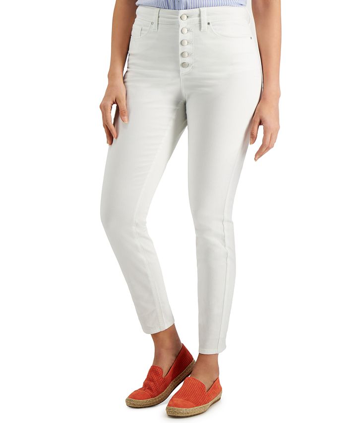 Charter Club Petite ButtonFront Windham Skinny Jeans, Created for Macy