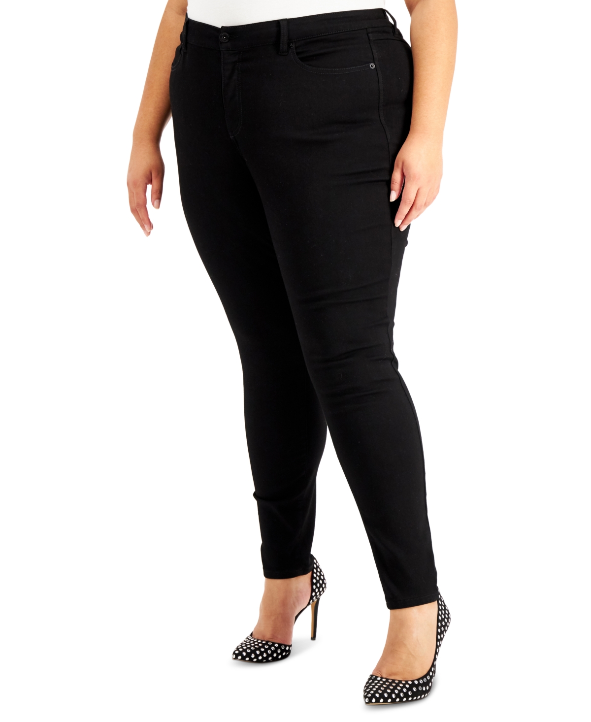 Inc International Concepts Plus Size Essex Super Skinny Jeans, Created For Macy's In Deep Black